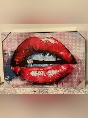 Red Pop Art Glossy Lips Canvas Print - Home Art